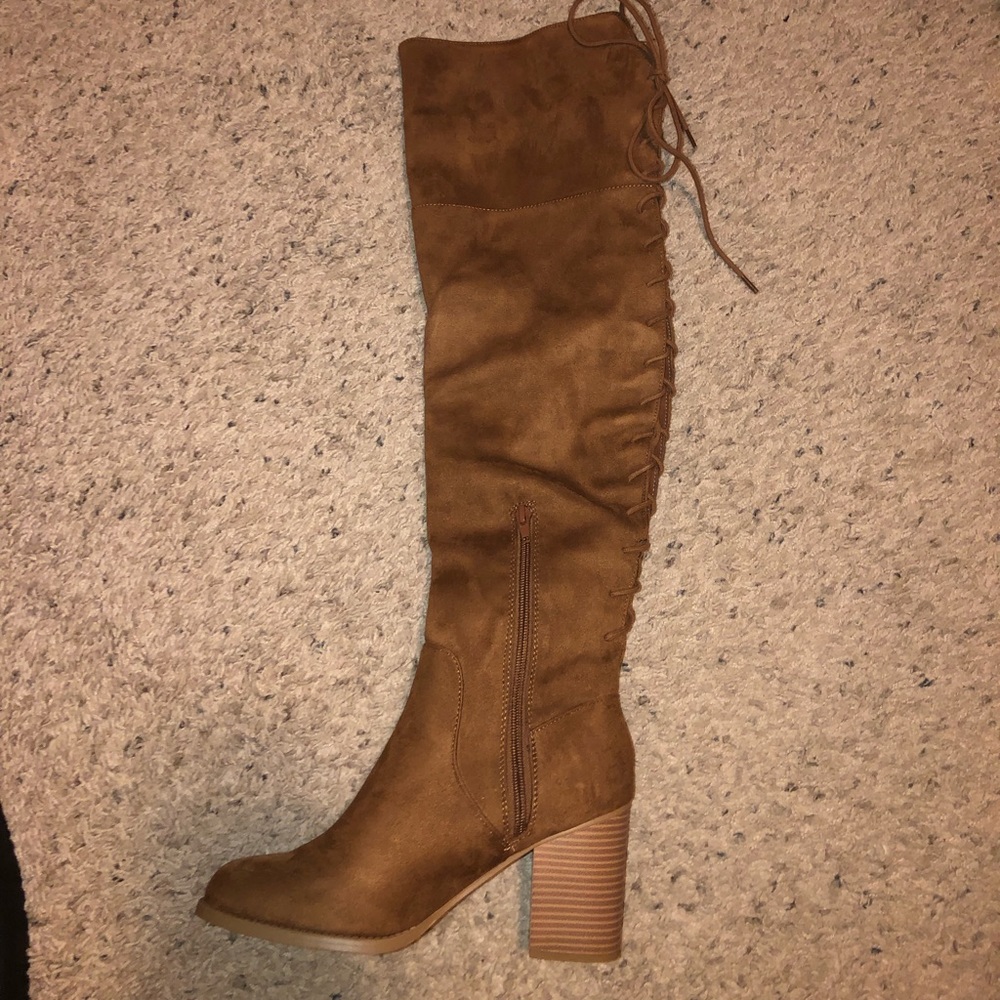 Over the knee brown boots